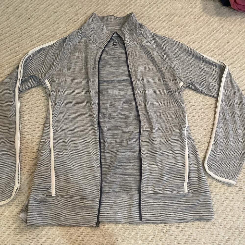 Medium, grey, striped Champion workout jacket